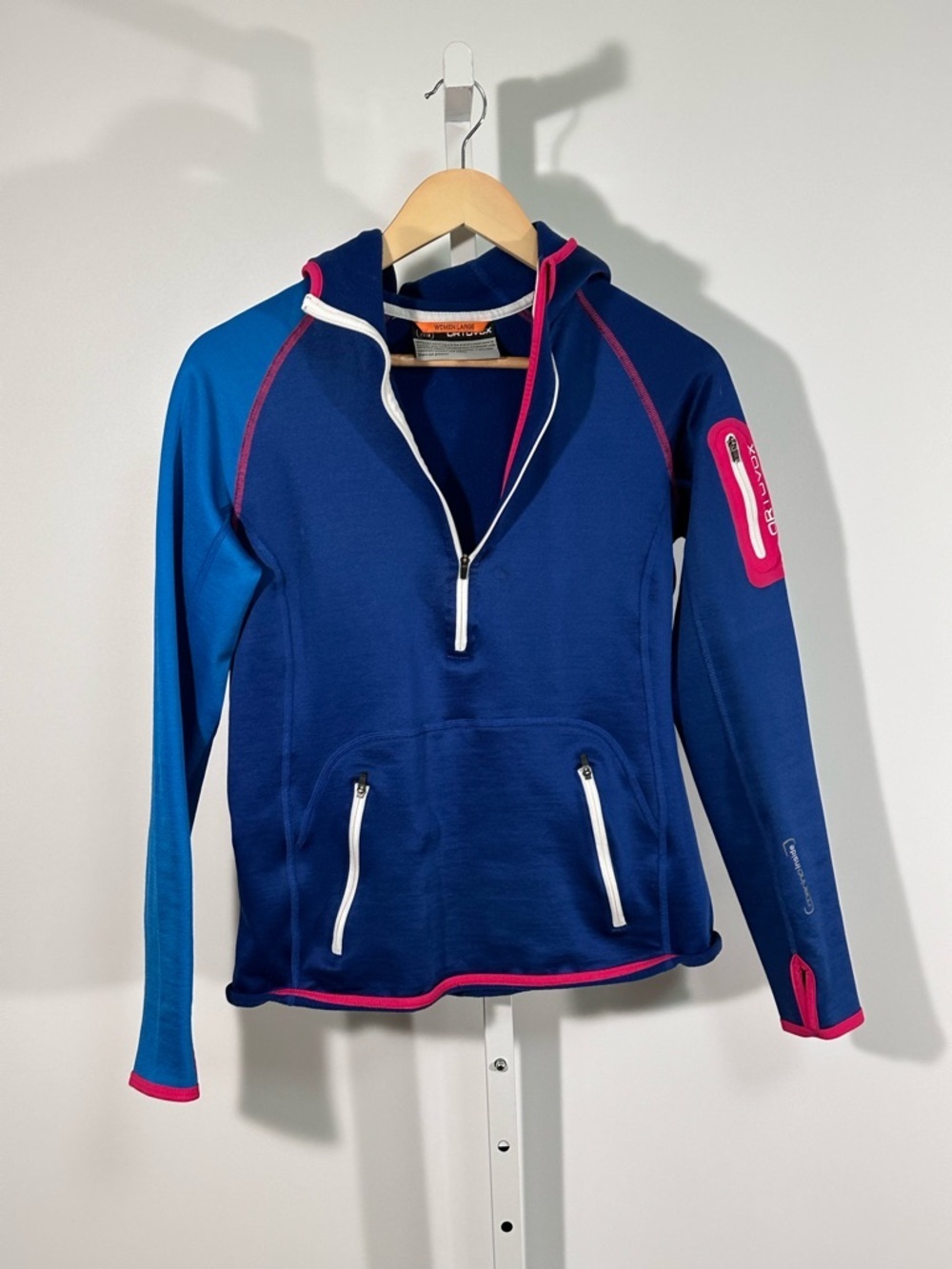 Ortovox Merino Fleece Zip Neck Technical Hoodie Women’s Large Ski Base Layer - Picture 2 of 8